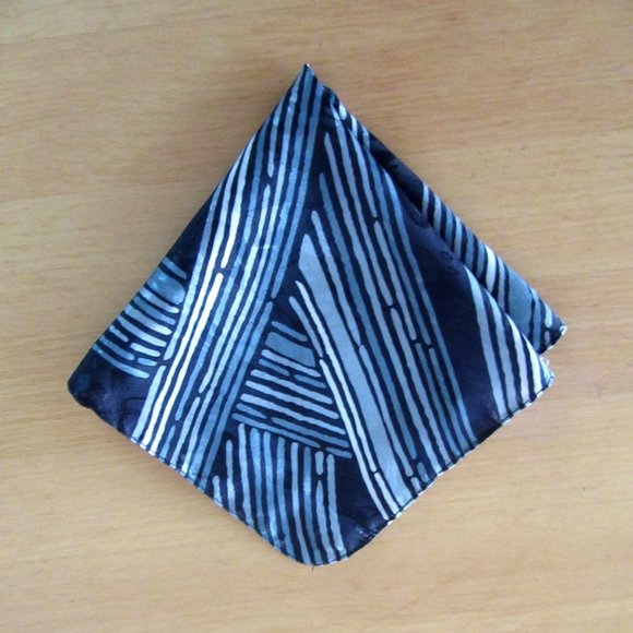 Navy, blue & gray silky pocket square or scarf - Picture 1 of 7